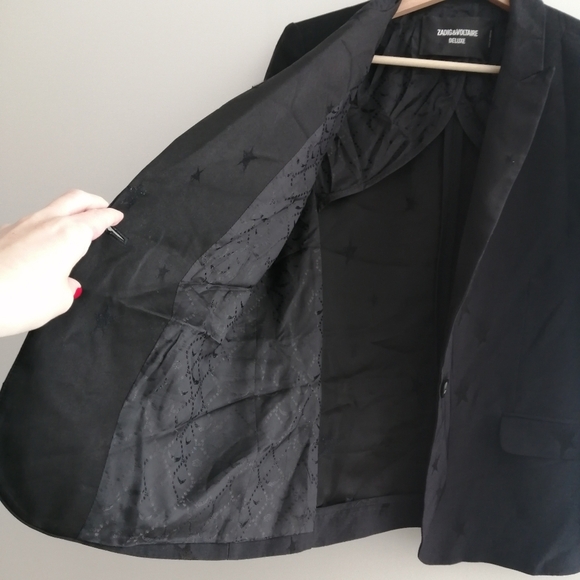 Zadig & Voltaire Victor Star Deluxe Embossed Black Blazer 38 (Medium) - Picture 5 of 17